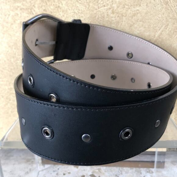 Donald Pliner Belt Expresso Leather Metal Studs 2\